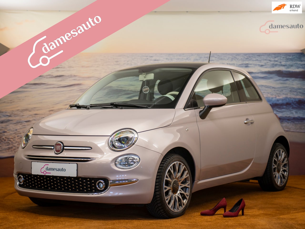Fiat 500 - 1.2 Star 1.2 Star, Powder Pink, Pano, leder, Nwe distr.riem, incl garantie. - AutoWereld.nl