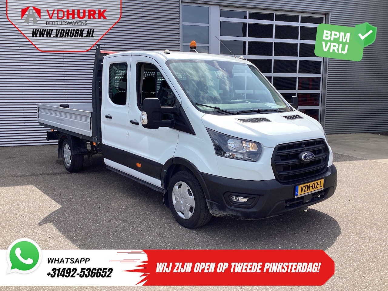 Ford Transit - 2.0 TDCI 130 pk DC Dubbel Cabine Open Laadbak/ 7 Pers./ 3.0t Trekverm./ Carplay/ Cruise/ C - AutoWereld.nl