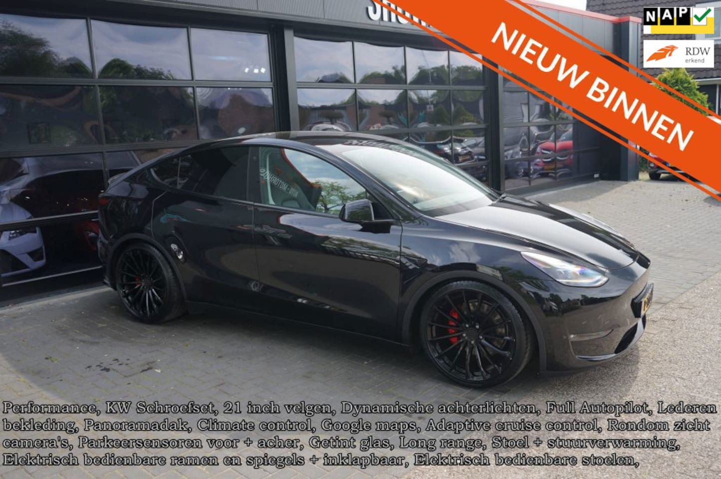 Tesla Model Y - Performance AWD 75 kWh KW-Schroefset, Full auto pilot, 21 inch - AutoWereld.nl
