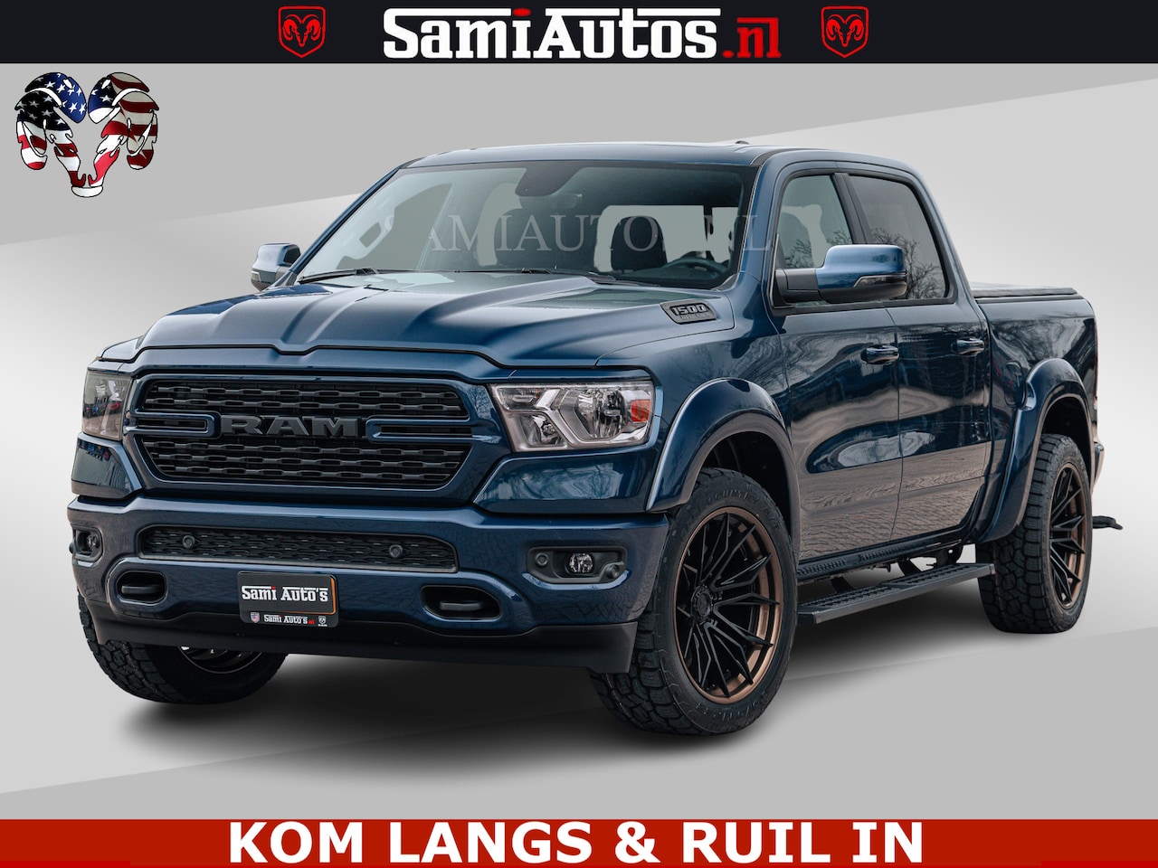 Dodge Ram Pick Up - SPORT | 5.7 V8 4x4 HEMI | PANORAMA DAK | GROOTSCHEM 12 INCH | LPG | Patriot Blue CREW CAB - AutoWereld.nl