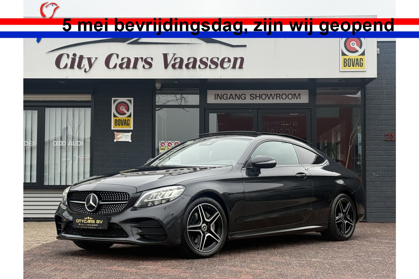 Mercedes-Benz C-klasse Coupé - 200 AMG Line night pakket 184 pk pano navi climate ctr cruise ctr camera Burmester Keyl-go - AutoWereld.nl