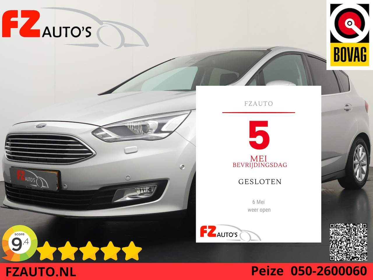Ford C-Max - 1.5 Titanium Automaat - Elektrische achterklep - Stoelverwarming - Navigatie - Elektrisch - AutoWereld.nl