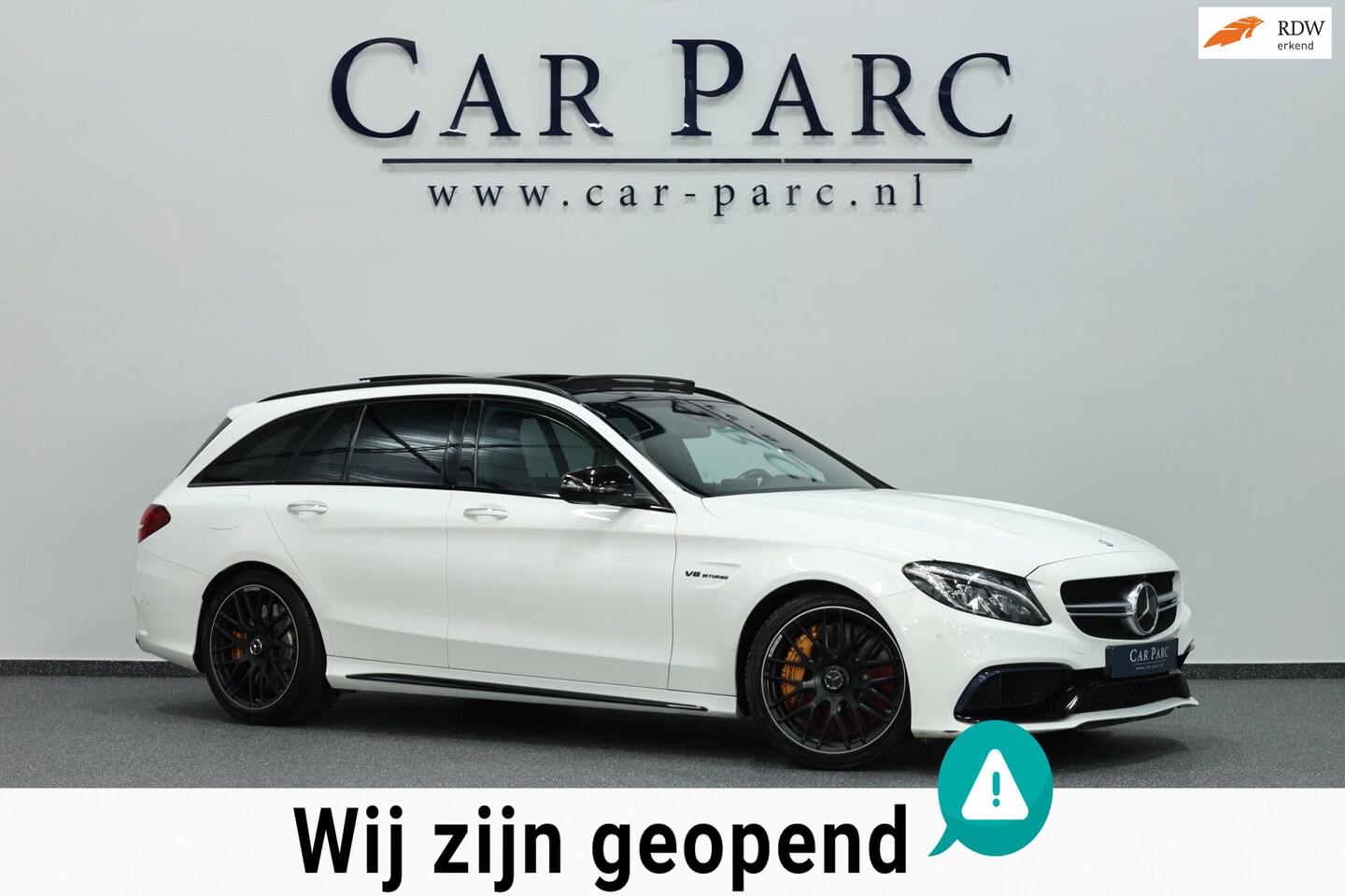 Mercedes-Benz C-klasse - AMG 63 S 510+PK KERAMISCH/KUIPSTOELEN/SFEER/PANO/LEER+S.VERWARMING/19" LMV/360 CAM/ACC/ECC - AutoWereld.nl