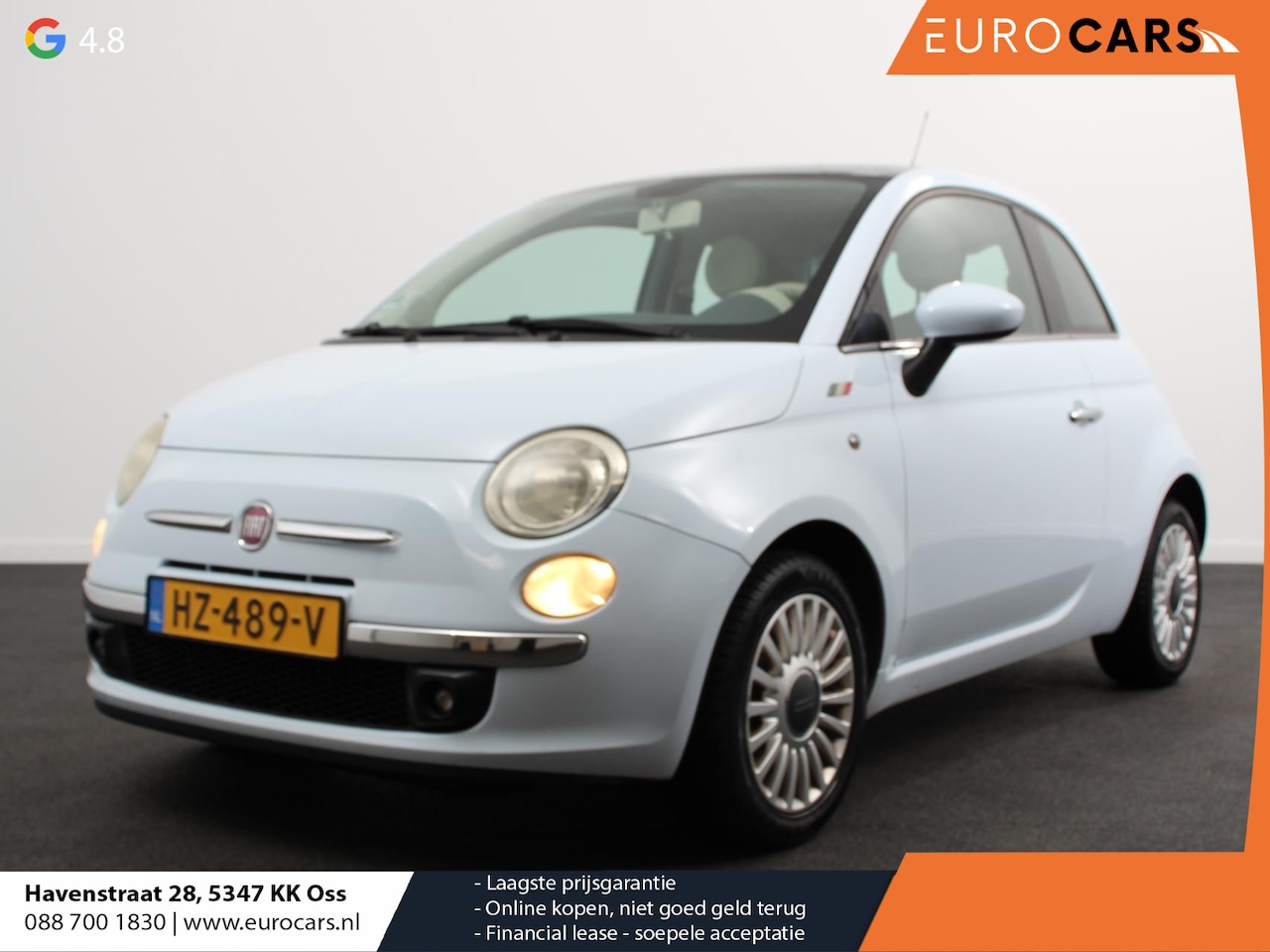 Fiat 500 - 1.2 Automaat Lounge Panorama dak Climate Control Parkeer sensoren Lichtmetalen Velgen - AutoWereld.nl