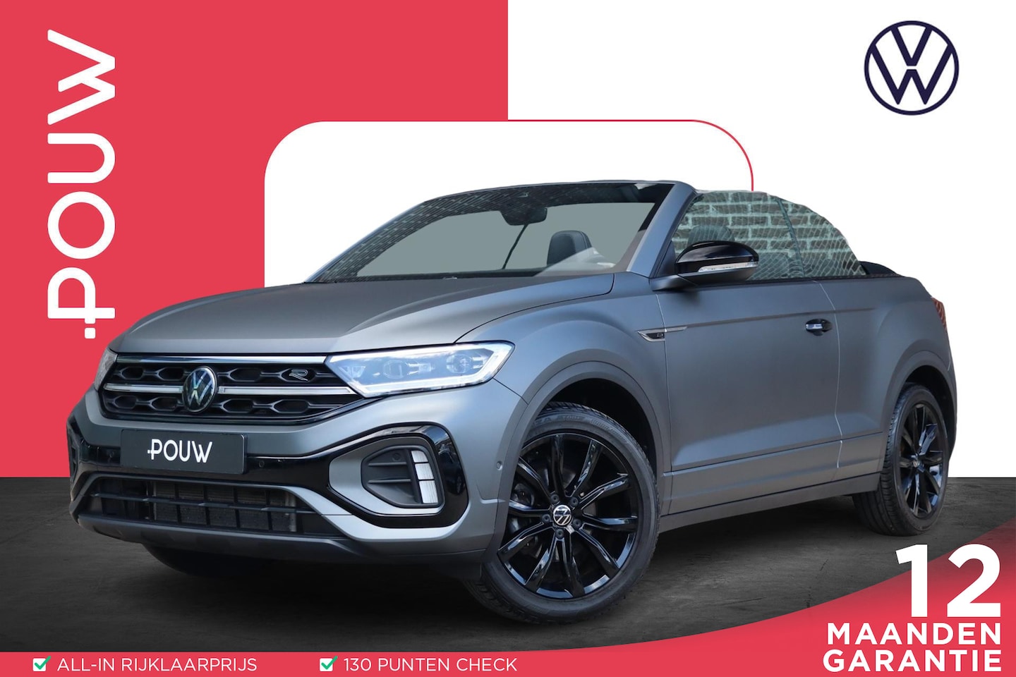 Volkswagen T-Roc Cabrio - 1.5 TSI 150pk DSG R-Line Edition Grey | Trekhaak Afneembaar | Achteruitrijcamera | Stoel/S - AutoWereld.nl