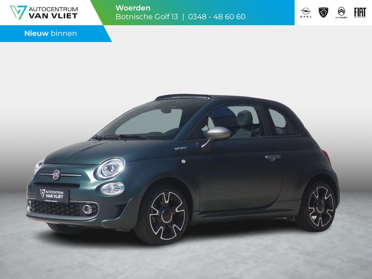 Fiat 500 C - 1.0 Hybrid Sport | NET BINNEN! | Clima | PDC | Apple Carplay | 16" | Matt Groen - AutoWereld.nl