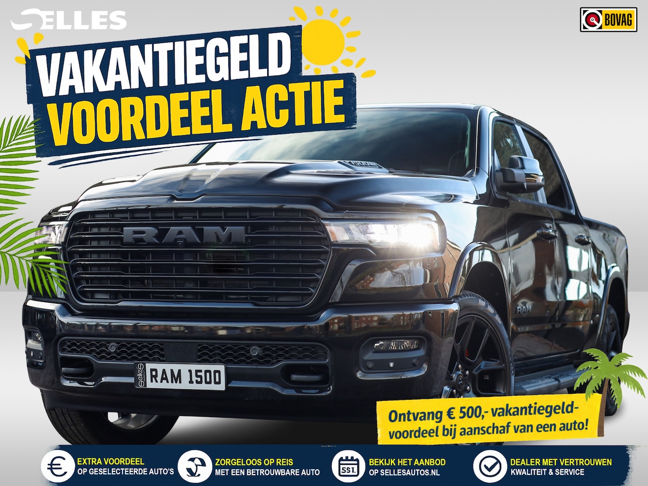 Dodge Ram 1500 - 2025 3.0L HURRICANE LARAMIE Night | BPM VRIJ | NIEUW | LPG | Deksel | Panoramadak - AutoWereld.nl