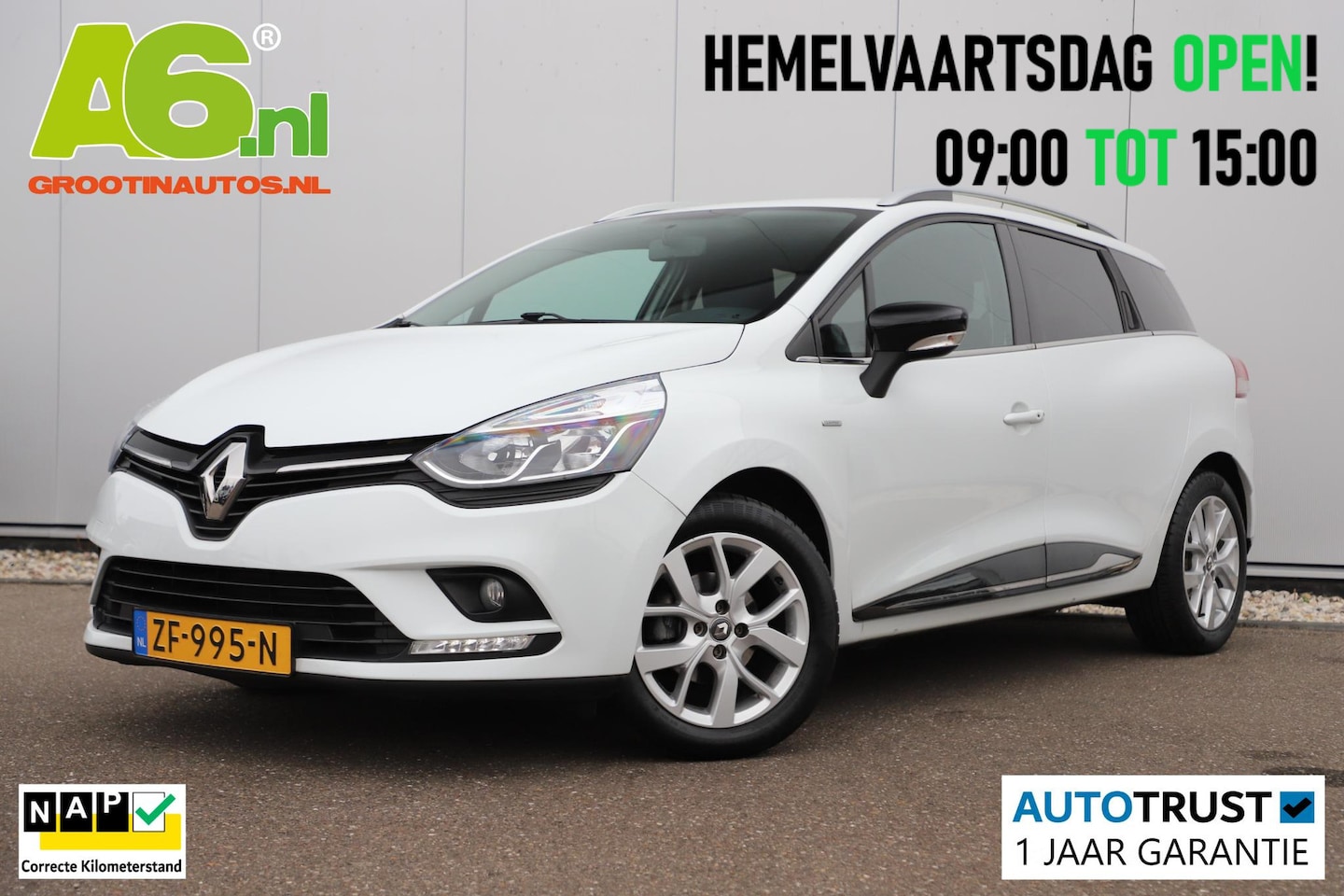 Renault Clio Estate - 0.9 TCe Limited Navigatie Airco Cruise Control Bluetooth 16 inch LMV LED Donkere Ramen - AutoWereld.nl