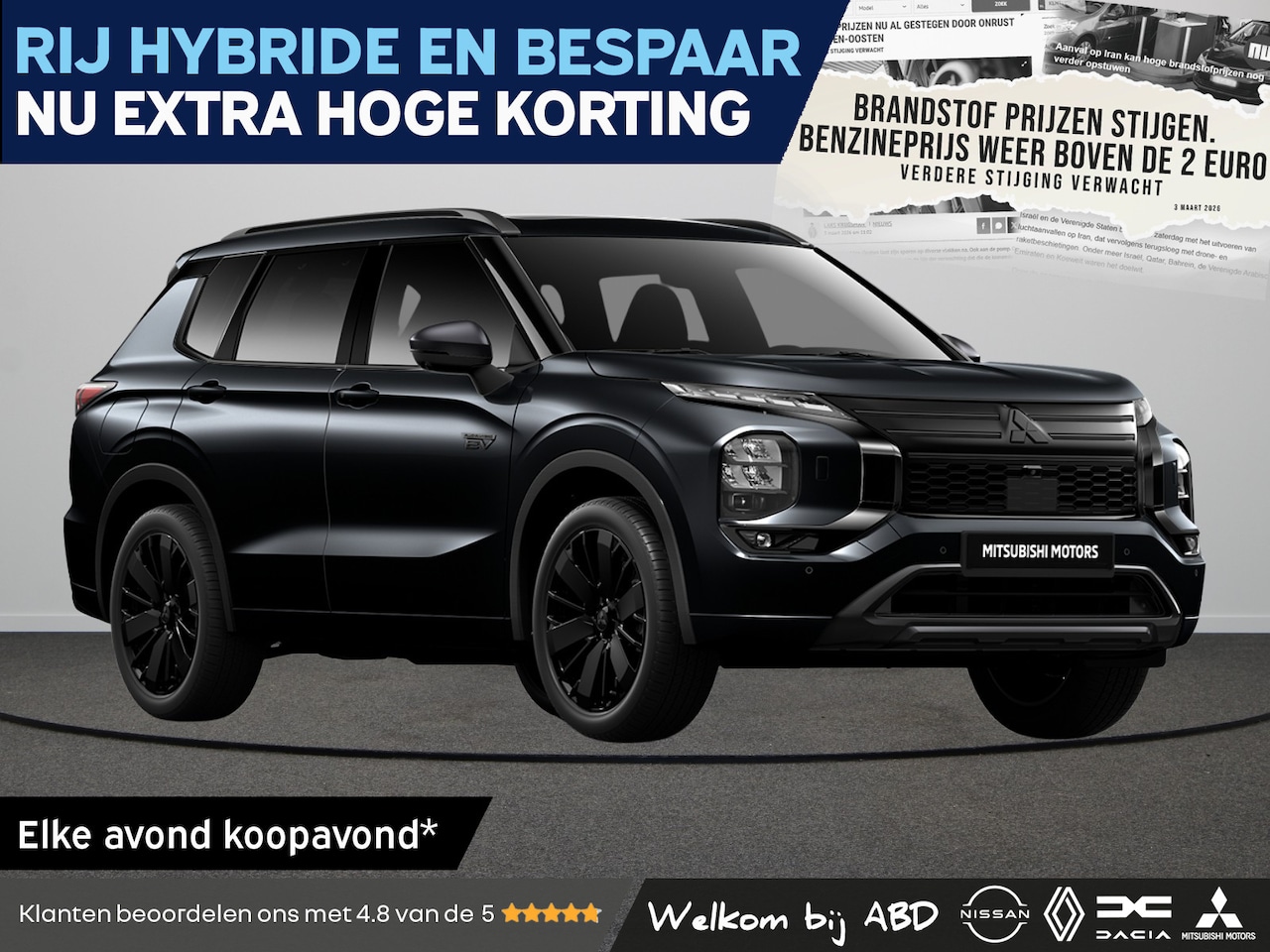 Mitsubishi Outlander - Black Edition 2.4 Plug-in Hybride | Achteruitrijcamera | Adaptive Cruise Control (ACC) | A - AutoWereld.nl