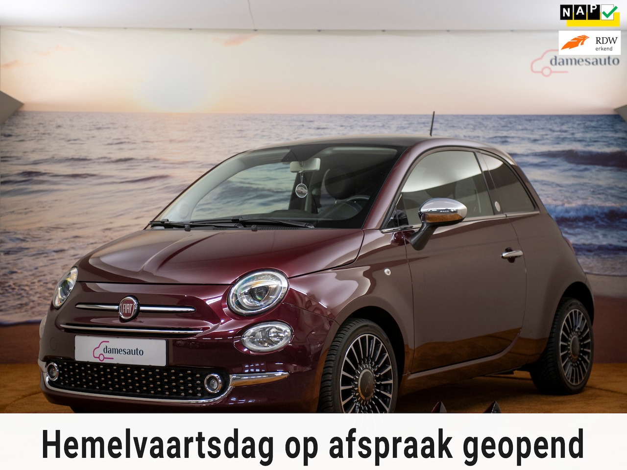 Fiat 500 - 0.9 TwinAir Turbo Collezione Mirror, NAP, leer, pano, cruise, garantie - AutoWereld.nl