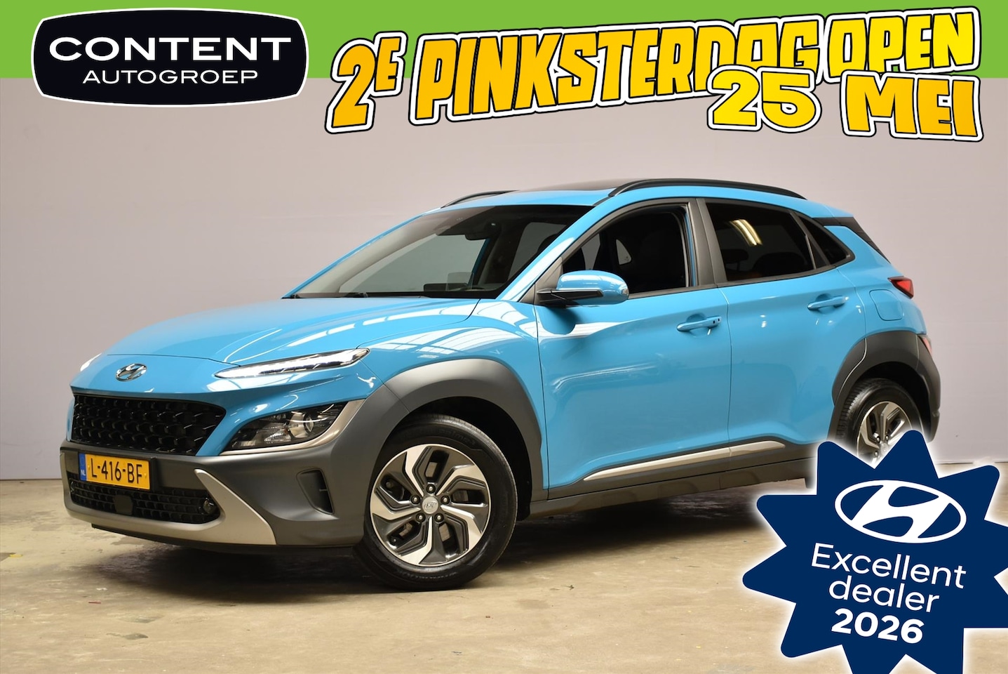 Hyundai Kona - 1.6 Hybride 141pk DCT Fashion Sky I Schuifdak - AutoWereld.nl