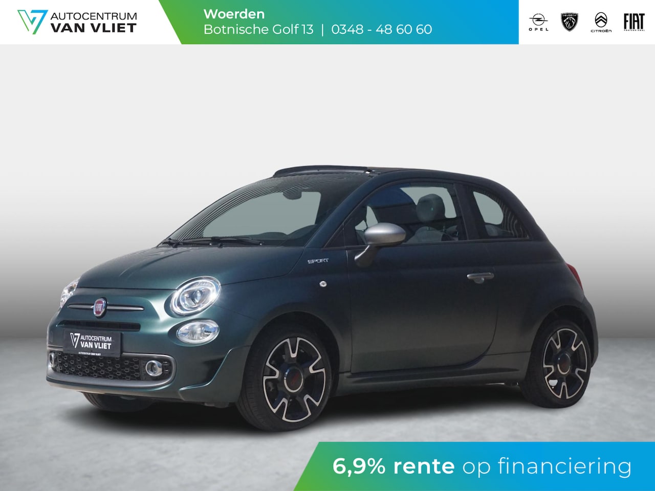 Fiat 500 C - 1.0 Hybrid Sport Clima | PDC | Apple Carplay | 16" | Matt Groen - AutoWereld.nl