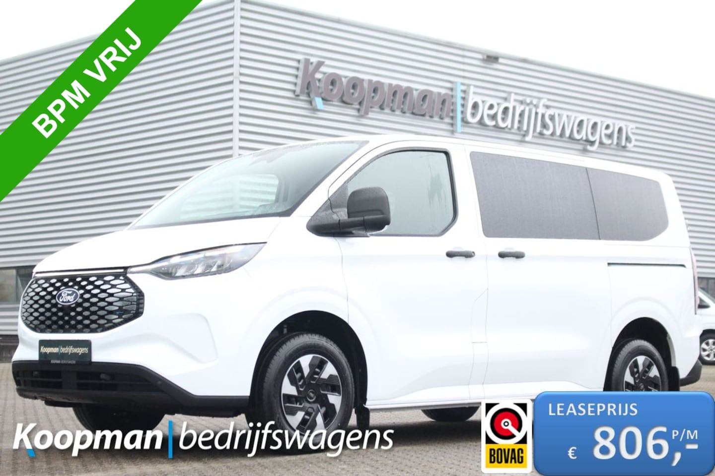 Ford Transit Custom - E-Transit 320 L1H1 Kombi | 9 persoons | Trend | 65kWh | 160kW/218pk | Trekgewicht 2300kg | - AutoWereld.nl