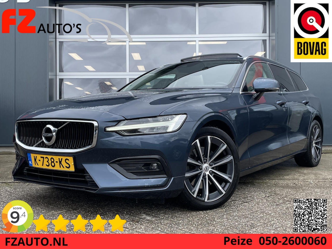 Volvo V60 - 2.0 B4 Inscription Automaat - Schuif/kantel dak - Achteruitrijcamera - Electrische Trekhaa - AutoWereld.nl
