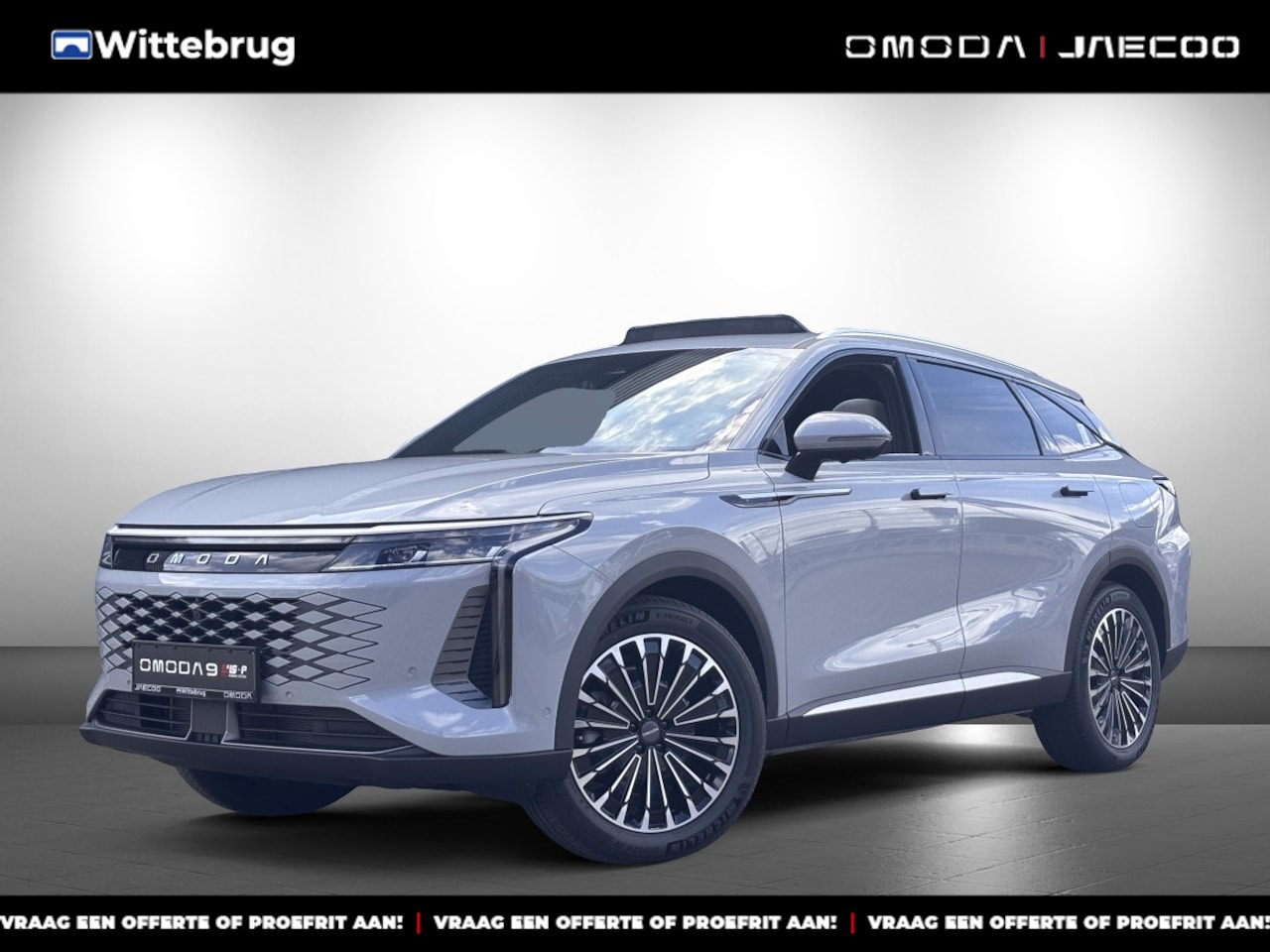 Omoda 9 - SHS Premium Plug-In Hybride Automaat met 1100 km Range, ,Lichtgrijs lederen bekleding, Ele - AutoWereld.nl