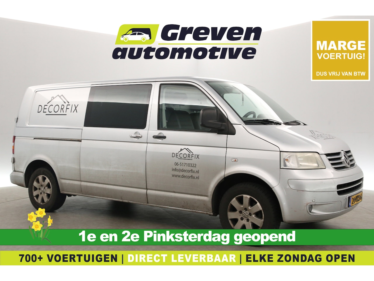 Volkswagen Transporter - 2.5 TDI L2H1 | Marge | Aut. | Airco | Cruise | 3 Zits | Trekhaak | Parkeersens. - AutoWereld.nl