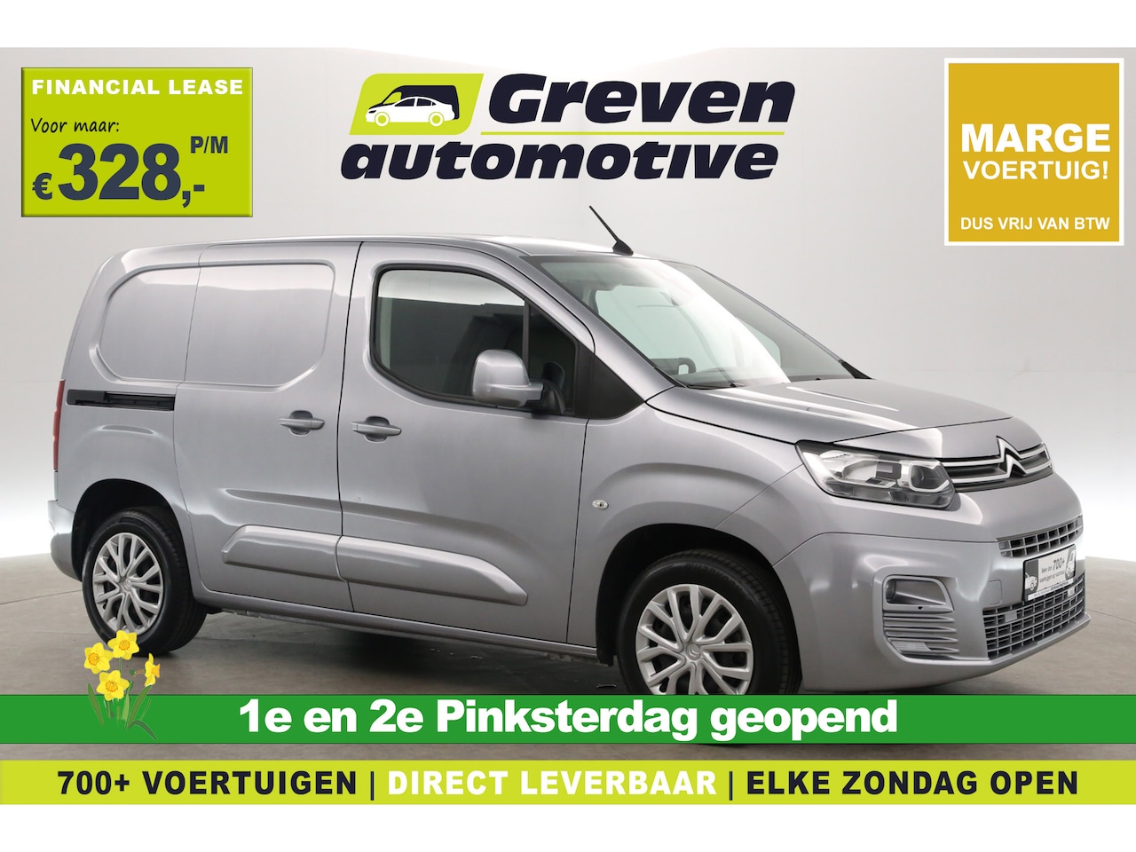 Citroën Berlingo - 1.5 BlueHdi 130PK | Marge | Aut. | Airco | Cruise | 3 Zits | Trekhaak | Carplay | Parkeers - AutoWereld.nl