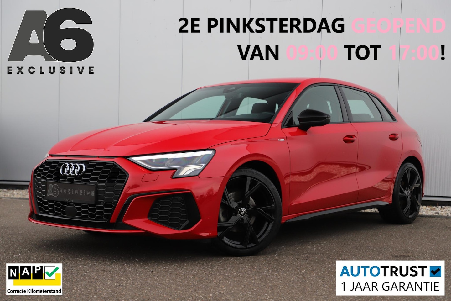 Audi A3 Sportback - 30 TFSI S edition Sport Black Edition Automaat LED Half Leder 18 inch LMV B&O Sound Stoelv - AutoWereld.nl