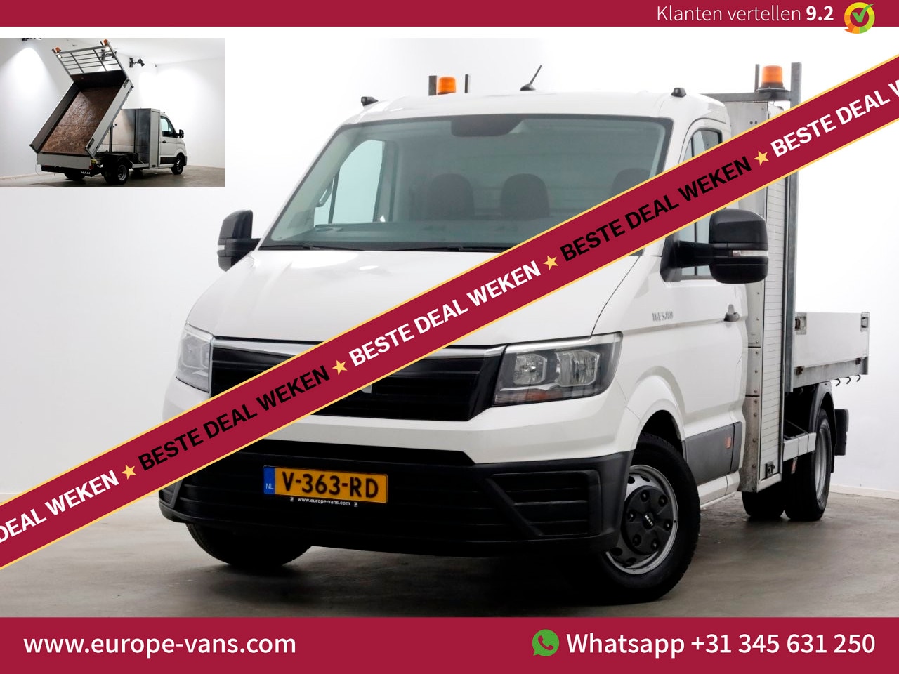 MAN TGE - 5.180 2.0 177pk E6 L2H1 Kipper Dubbel Lucht Trekhaak 3500kg 06-2018 - AutoWereld.nl