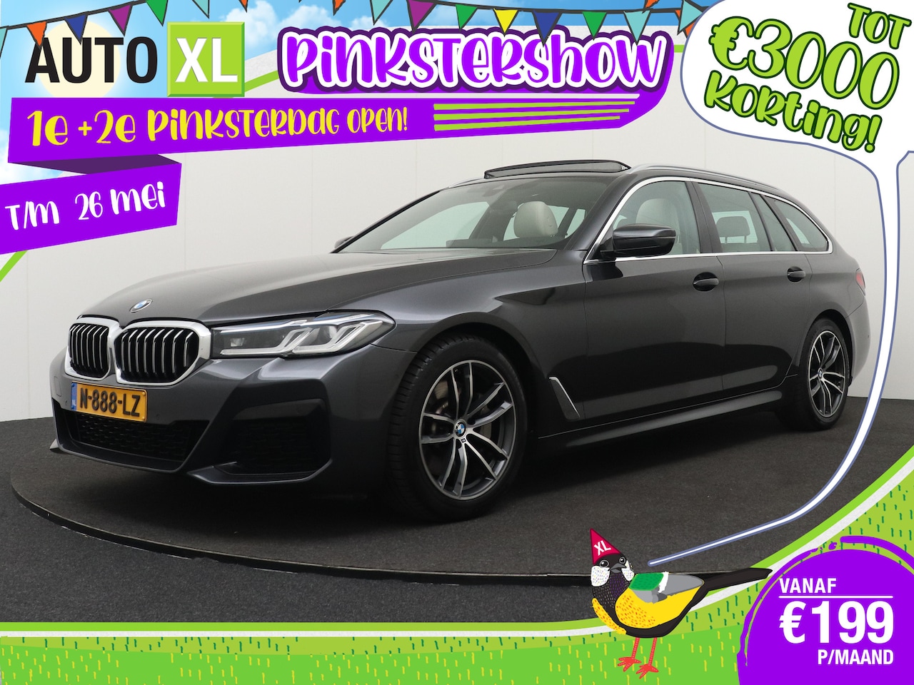 BMW 5-serie Touring - 530i 252 PK M-Sport Pano-Dak Laser-Light Leder Sportzetels - AutoWereld.nl