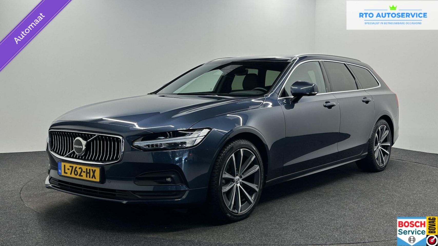 Volvo V90 - 2.0 B4 Business Pro LEER TREKHAAK CAMERA CARPLAY NAVI ADAPTIEF CRUISE. - AutoWereld.nl
