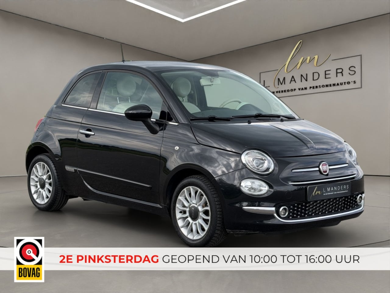 Fiat 500 - 1.2 Lounge 2019 ZWART | Panoramadak | Apple CarPlay | Benzine | - AutoWereld.nl