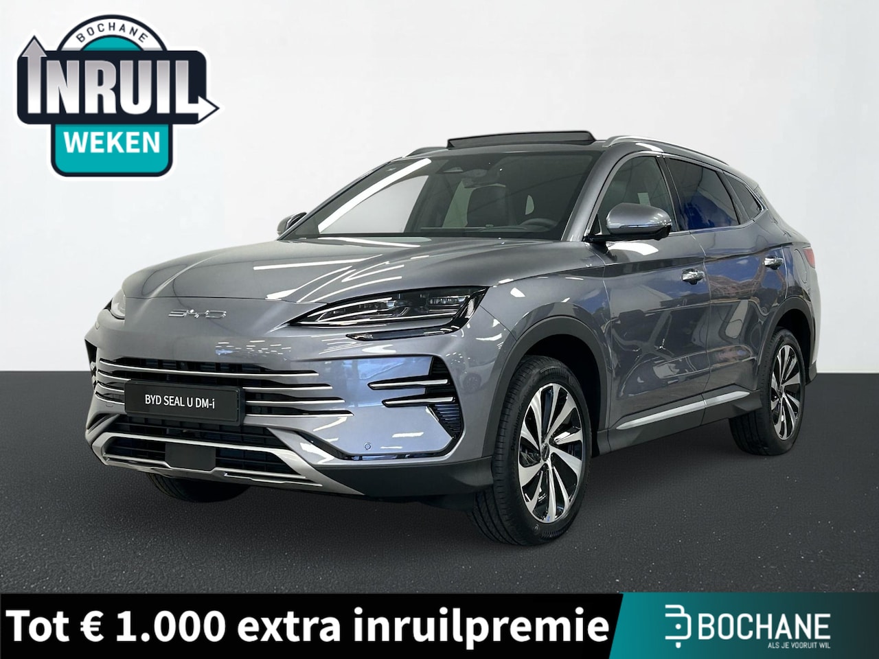 BYD Seal U - 1.5 T DM-i AWD Design | SNEL LEVERBAAR! TIME GREY + LEDEREN BEKLEDING - AutoWereld.nl