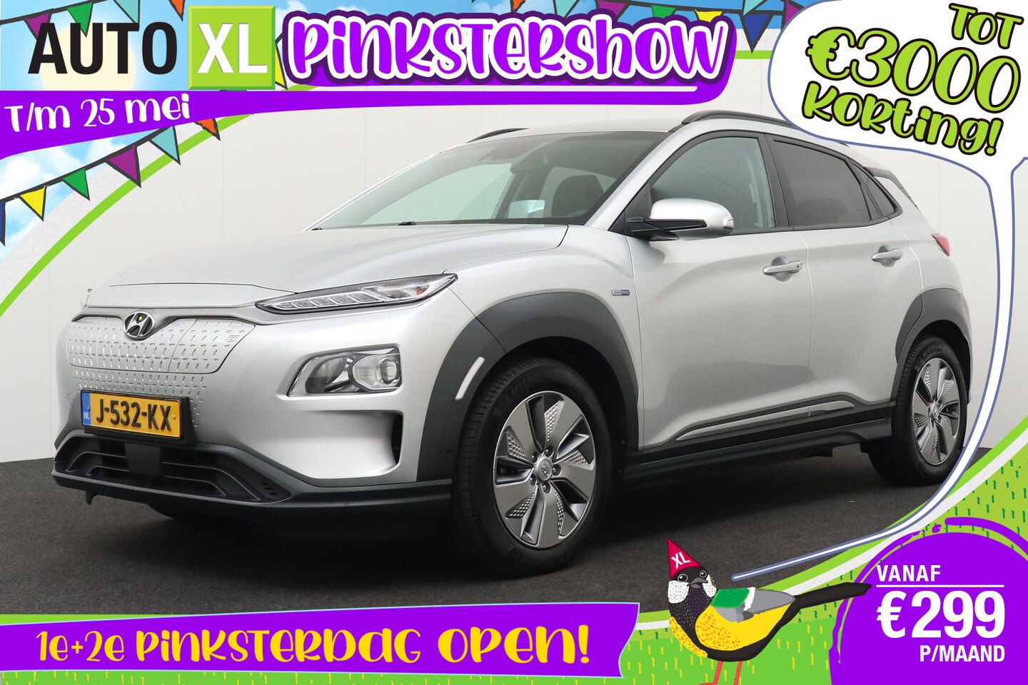 Hyundai Kona Electric - EV Fashion 64kWh (96%SOH) Warmtepomp Camera Head-up Display - AutoWereld.nl