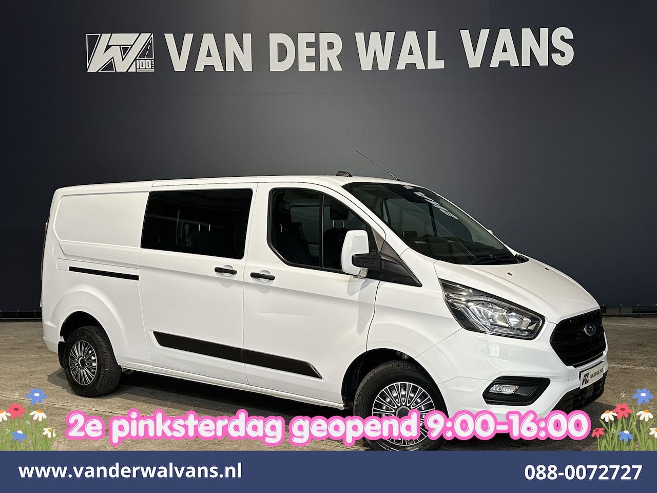 Ford Transit Custom - 2.0 TDCI 131pk L2H1 Dubbele Cabine Euro6 Airco | 5-Zits | Camera | 2800kg Trekhaak | LED C - AutoWereld.nl