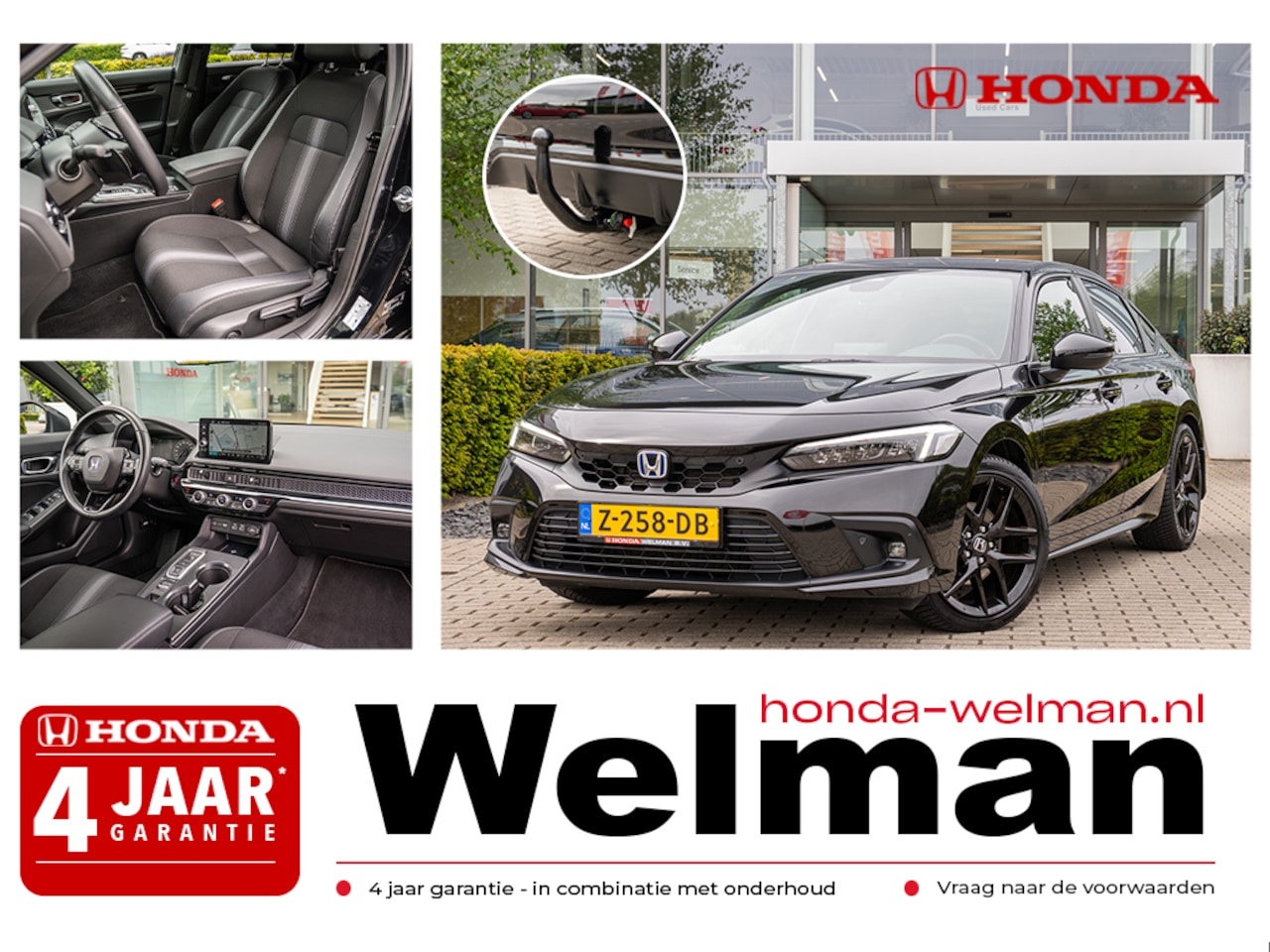 Honda Civic - 2.0i e:HEV SPORT - TREKHAAK - SPATLAPPEN - ALL WEATHERS - AutoWereld.nl