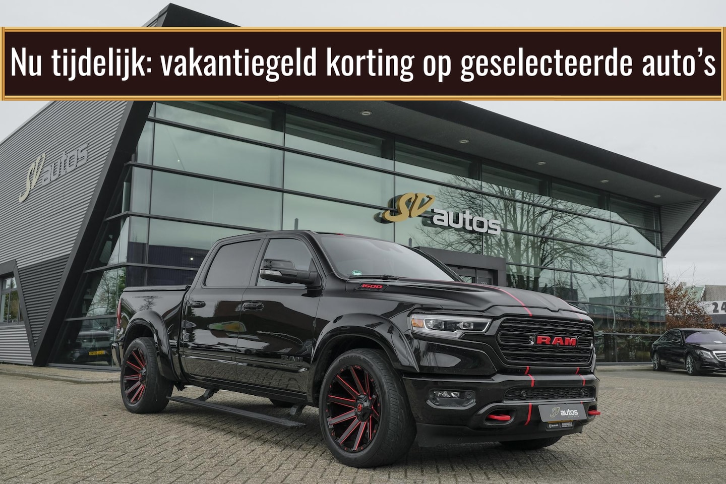 Dodge Ram 1500 - 5.7 V8 401pk 4x4 Limited LPG G3 Widebody Black&Red Luchtvering Trekhaak Head-up Harman/kar - AutoWereld.nl