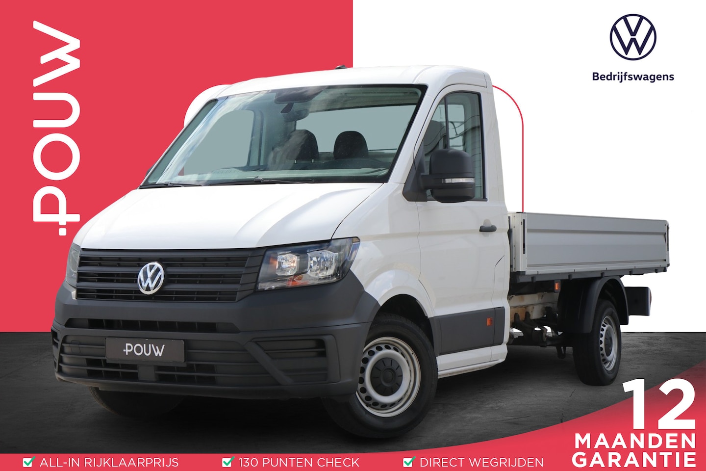 Volkswagen Crafter - 35 2.0 TDI 140pk Pick-up | Open laadbak | Airco | Bijrijdersbank | Cruise Control | Trekha - AutoWereld.nl