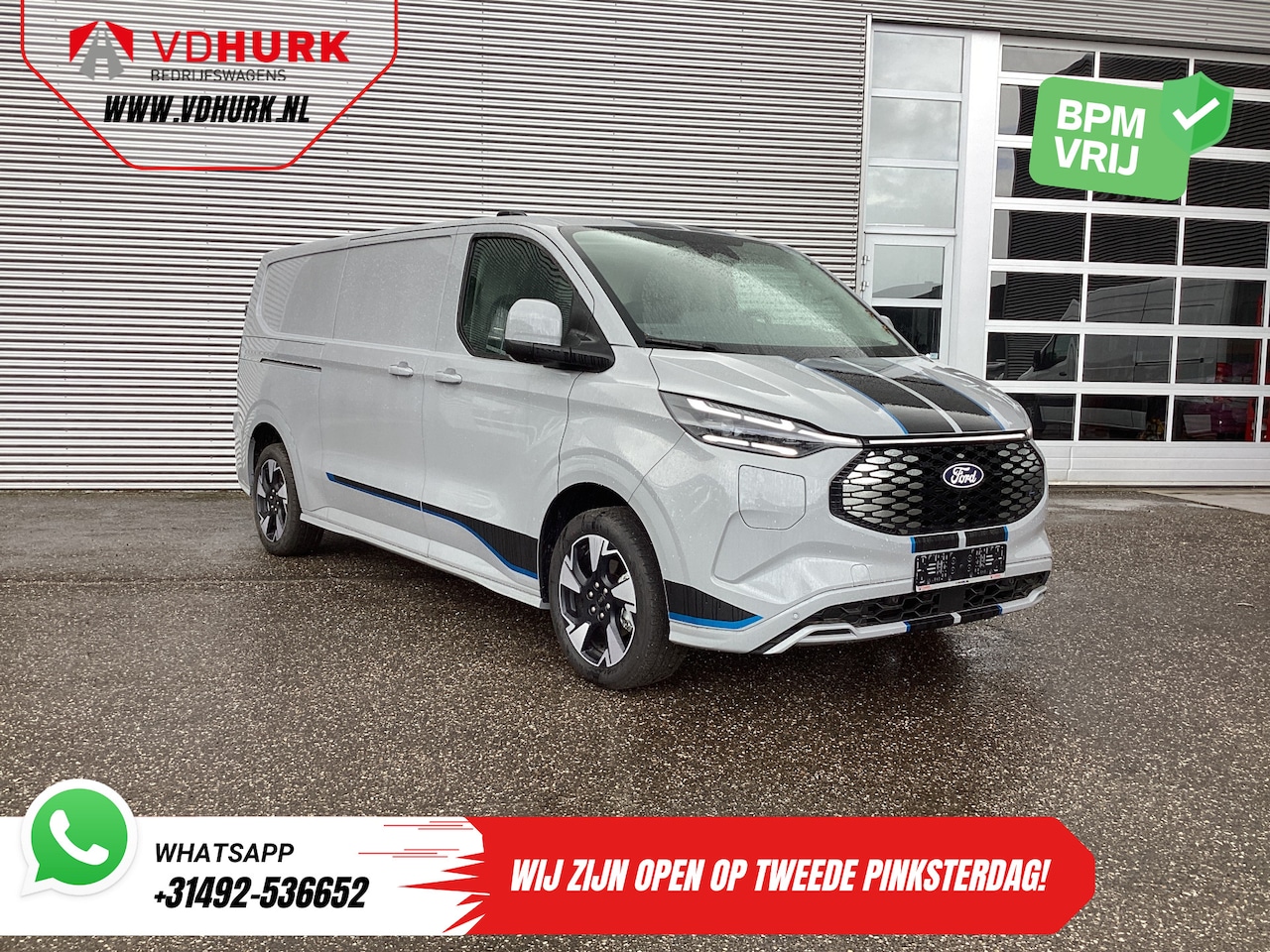 Ford Transit Custom - E-Transit Sport L2 330km WLTP LED/ 2x Schuifdeur/ Adapt.Cruise/ Elek.Stoel/ Standkachel/ S - AutoWereld.nl