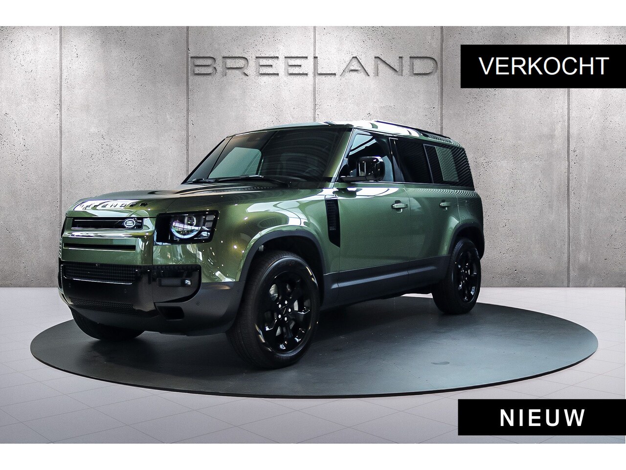 Land Rover Defender 110 - P300e 110 Forest Edition | Panoramadak | Trekhaak | Cold Climate Pack Woolstone Green/Ebon - AutoWereld.nl