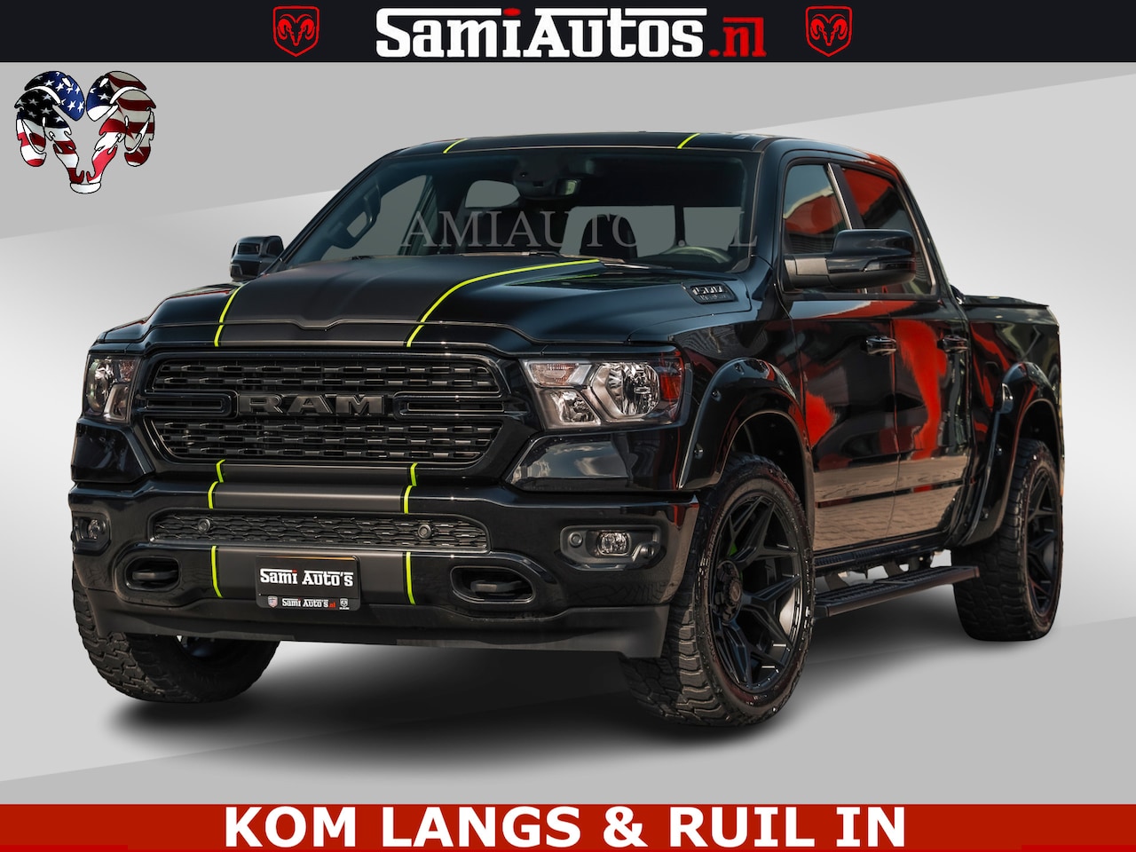 Dodge Ram Pick Up - SPORT | 5.7 V8 4x4 HEMI | PANORAMA DAK | GROOTSCHERM 12 INCH | LPG | Diamond Black Pearl | - AutoWereld.nl