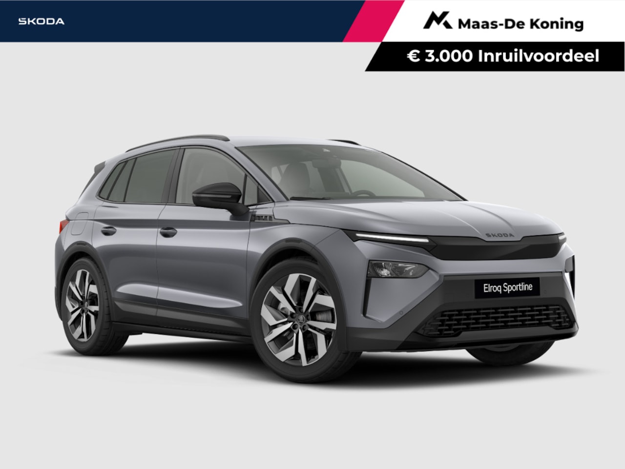 Skoda Elroq - Sportline Elektromotor 210 kW / 286 PK SUV Graphite Grey | Trekhaak wegklapbaar | 3.000,- - AutoWereld.nl