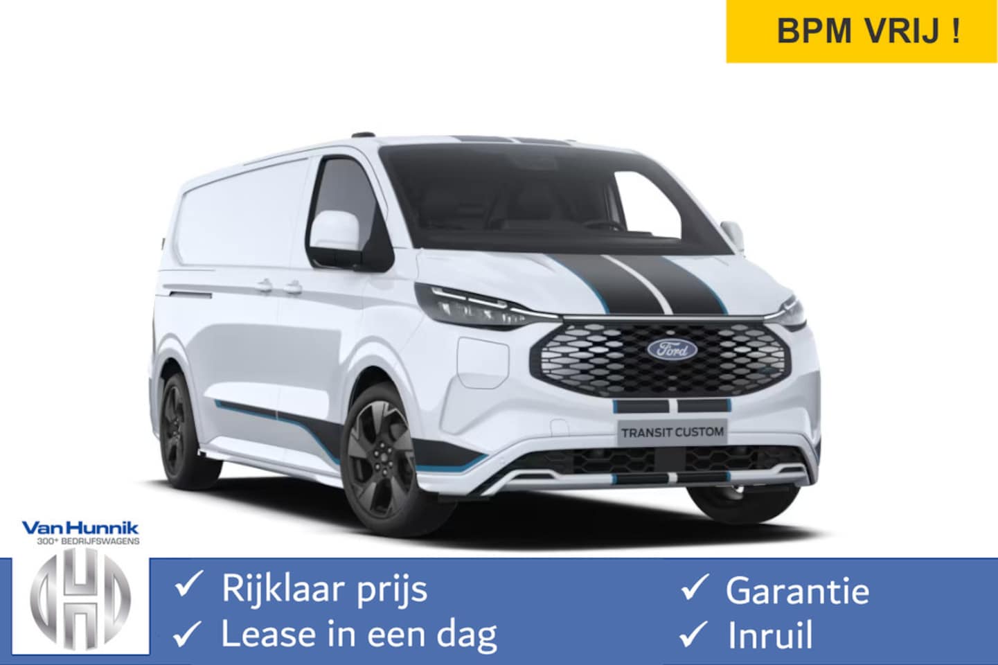 Ford Transit Custom - 340L 218PK 71KWH Sport AUT Elektrisch Navi, ACC, 360° Cam B&O, 19" LM, 2x Schuifdeur!! NR. - AutoWereld.nl