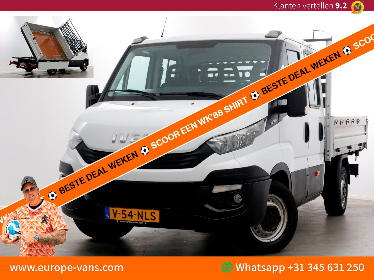 Iveco Daily - 35S14 316pk E6 L2H1 D.C. 3-Zijdige Kipper Airco/Trekhaak 3500kg 02-2018 - AutoWereld.nl