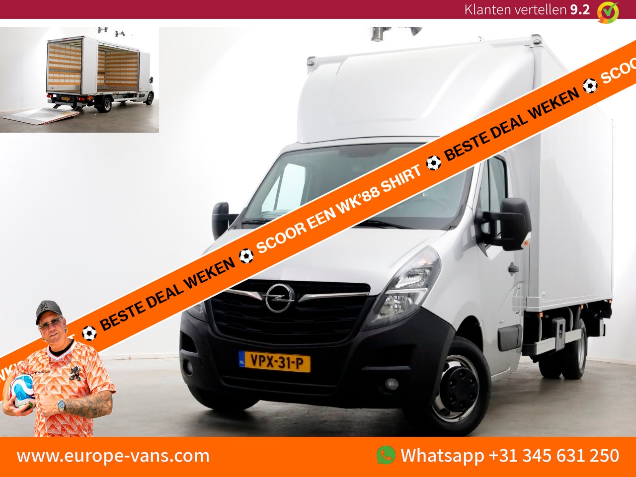 Opel Movano - 2.3 Turbo 165pk Bakwagen met bovensluit-laadklep 1000kg en zijlader L445cm 05-2022 - AutoWereld.nl