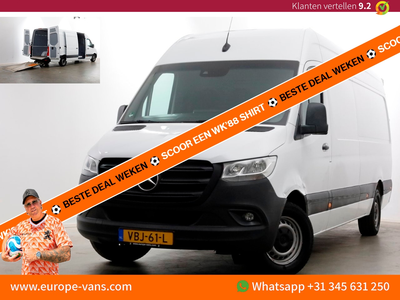 Mercedes-Benz Sprinter - 314 CDI 143pk E6 7G Automaat L3H2 Maxi EasyAcces Laadklep 500kg 09-2018 - AutoWereld.nl