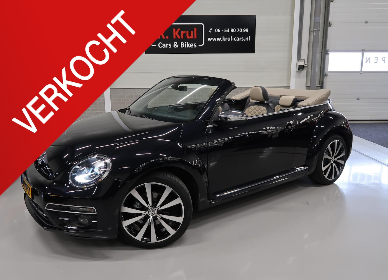 Volkswagen Beetle Cabriolet - 1.4 TSI Exclusive Leer Beige kap 19 inch Sportvelgen Xenon Fender Navigatie Camera Stoelve - AutoWereld.nl
