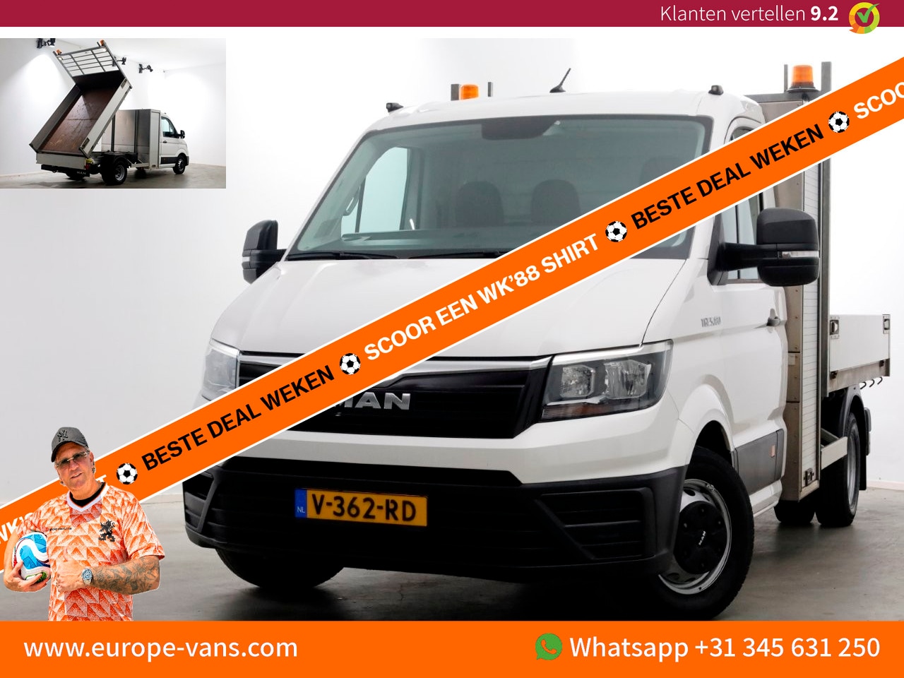 MAN TGE - 5.180 2.0 177pk E6 L2H1 Kipper Dubbel Lucht Trekhaak 3500kg 06-2018 - AutoWereld.nl