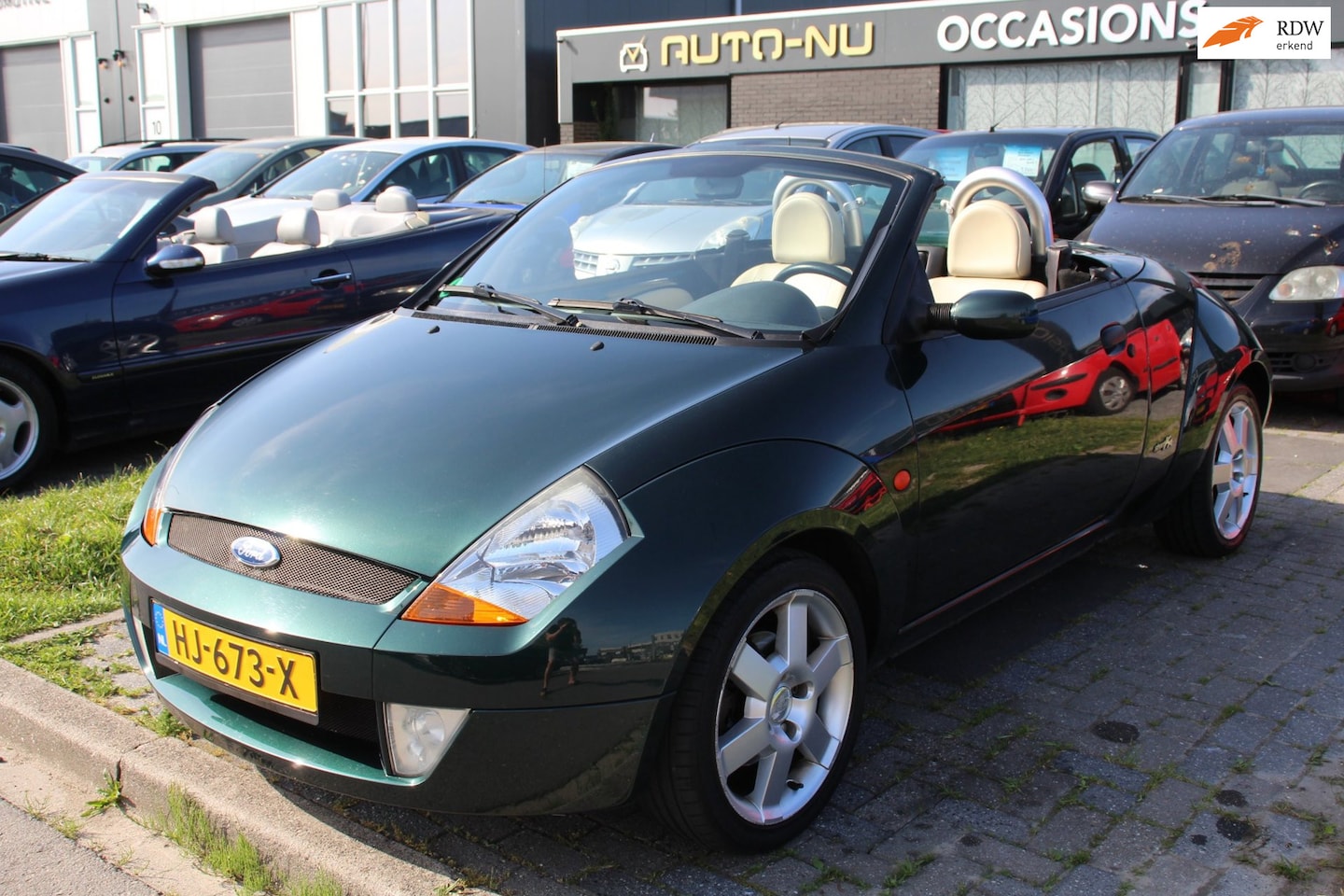 Ford Streetka - 1.6 First Edition Cabrio Englisch green Beige Leder Airco Lm Velgen Dealer onderhouden! - AutoWereld.nl