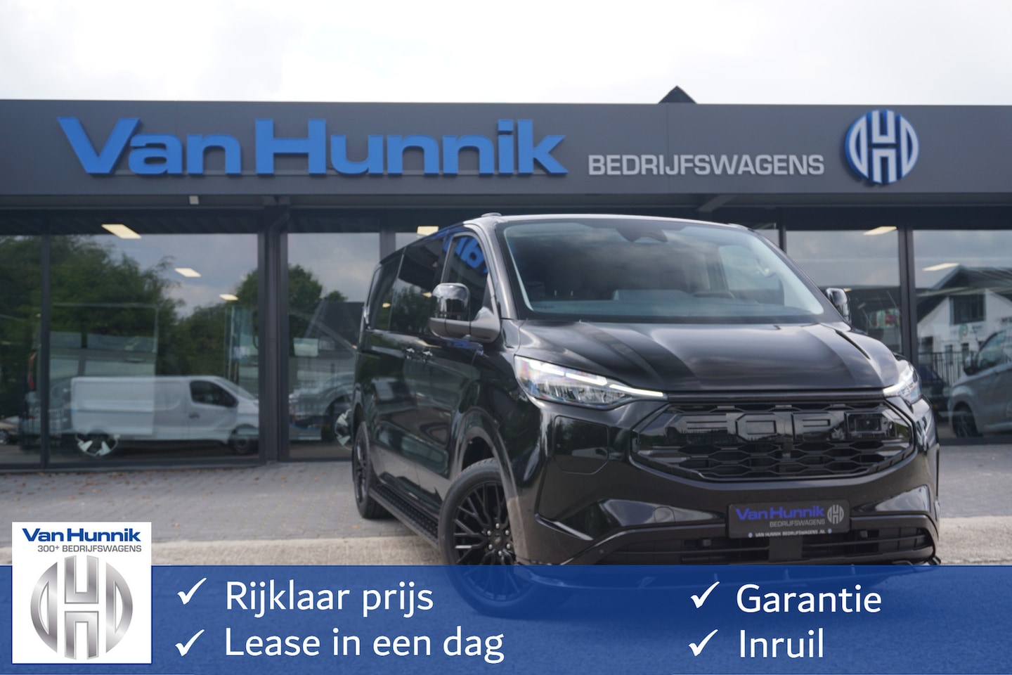 Ford Transit Custom - 320L 2.5 PHEV 233PK Dubbel Cabine JWR BLACK PRIJS INCL. BPM !! 13" Navi, Adap. Cruise, Cam - AutoWereld.nl