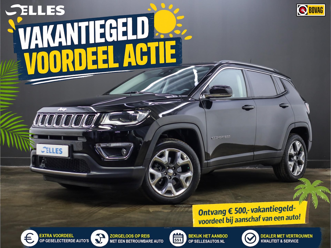 Jeep Compass - 1.4 MultiAir Opening Edition Limited 4x4 | Trekhaak | Stuur en Stoel verwarming | Carplay - AutoWereld.nl