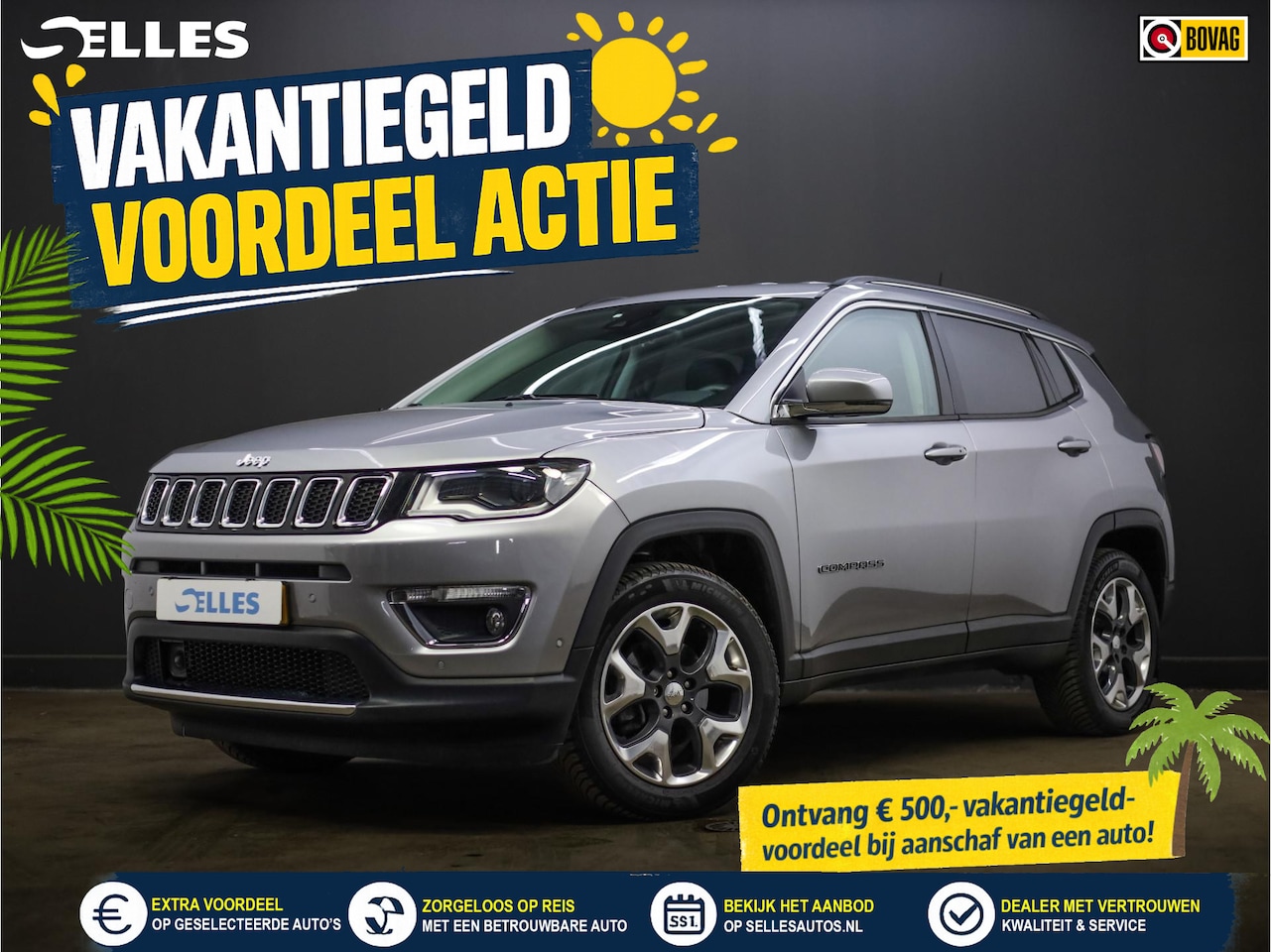 Jeep Compass - 1.4 MultiAir Limited 4x4 | Trekhaak | Airco | Climate control | Stoelverwarming | Stuurwie - AutoWereld.nl