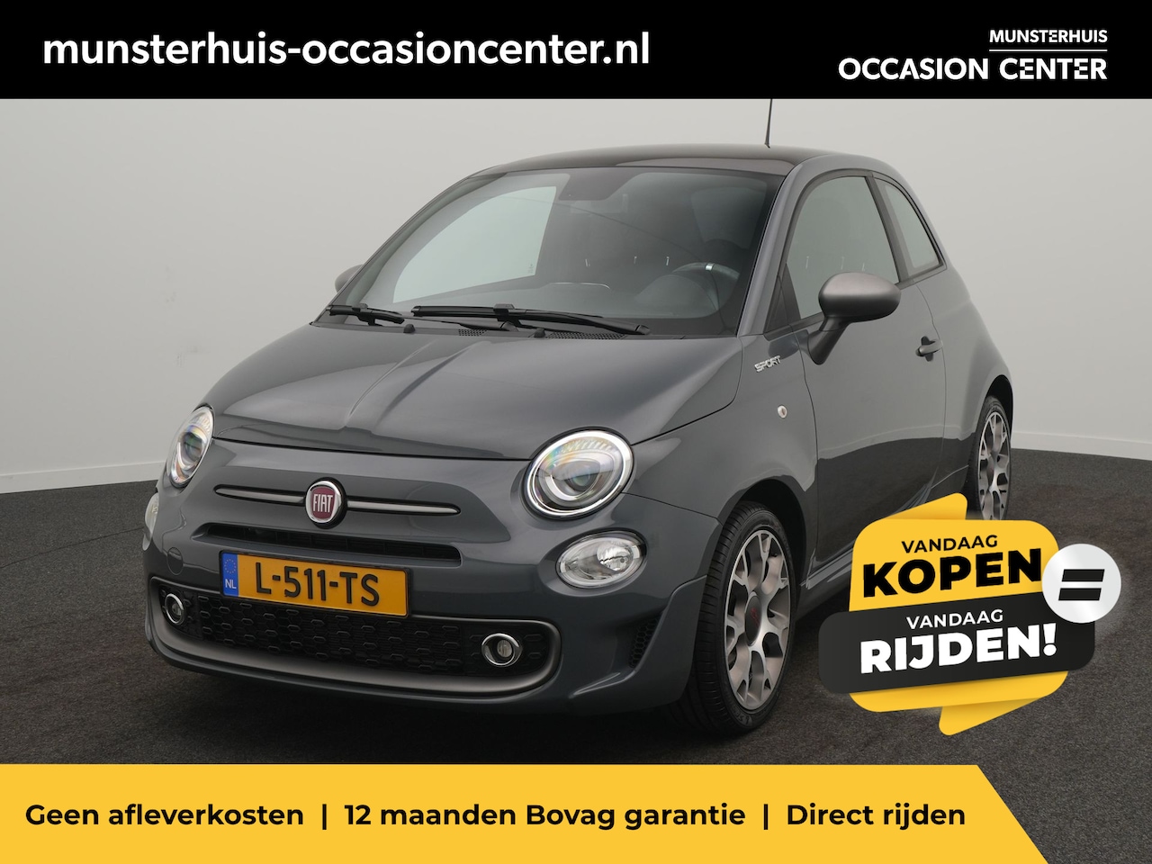 Fiat 500 - 1.0 Hybrid Sport - RIJKLAARPRIJS - DAB - Cruise Control - Panoramadak - AutoWereld.nl