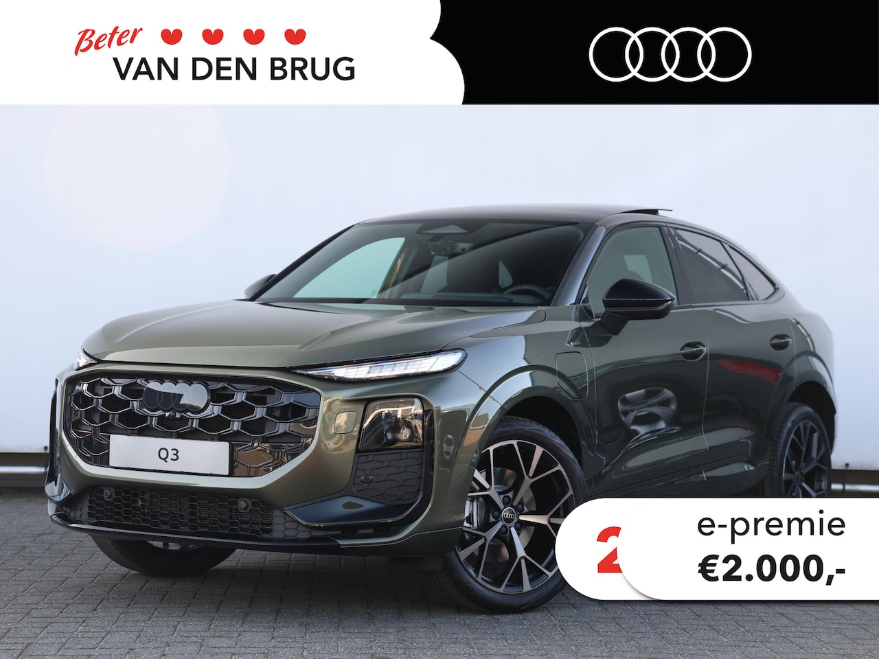 Audi Q3 Sportback - S edition e-hybrid 200 kW / 272 PK | Oak Green metallic | Panoramadak | Optiek zwart | Pri - AutoWereld.nl