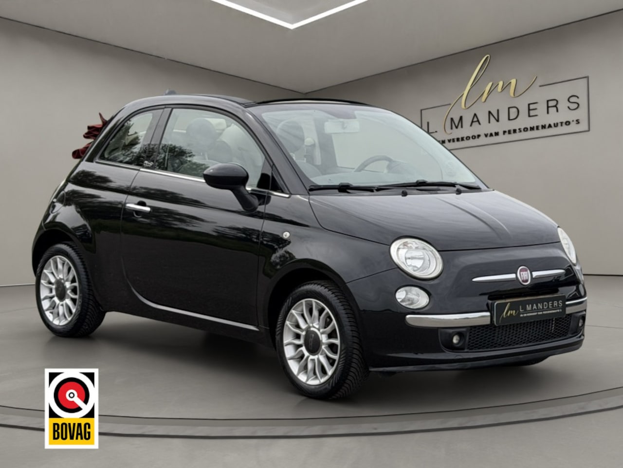 Fiat 500 C - 1.2 Lounge 2009 ZWART | Airco | Cabrio | Distributieriem nieuw - AutoWereld.nl