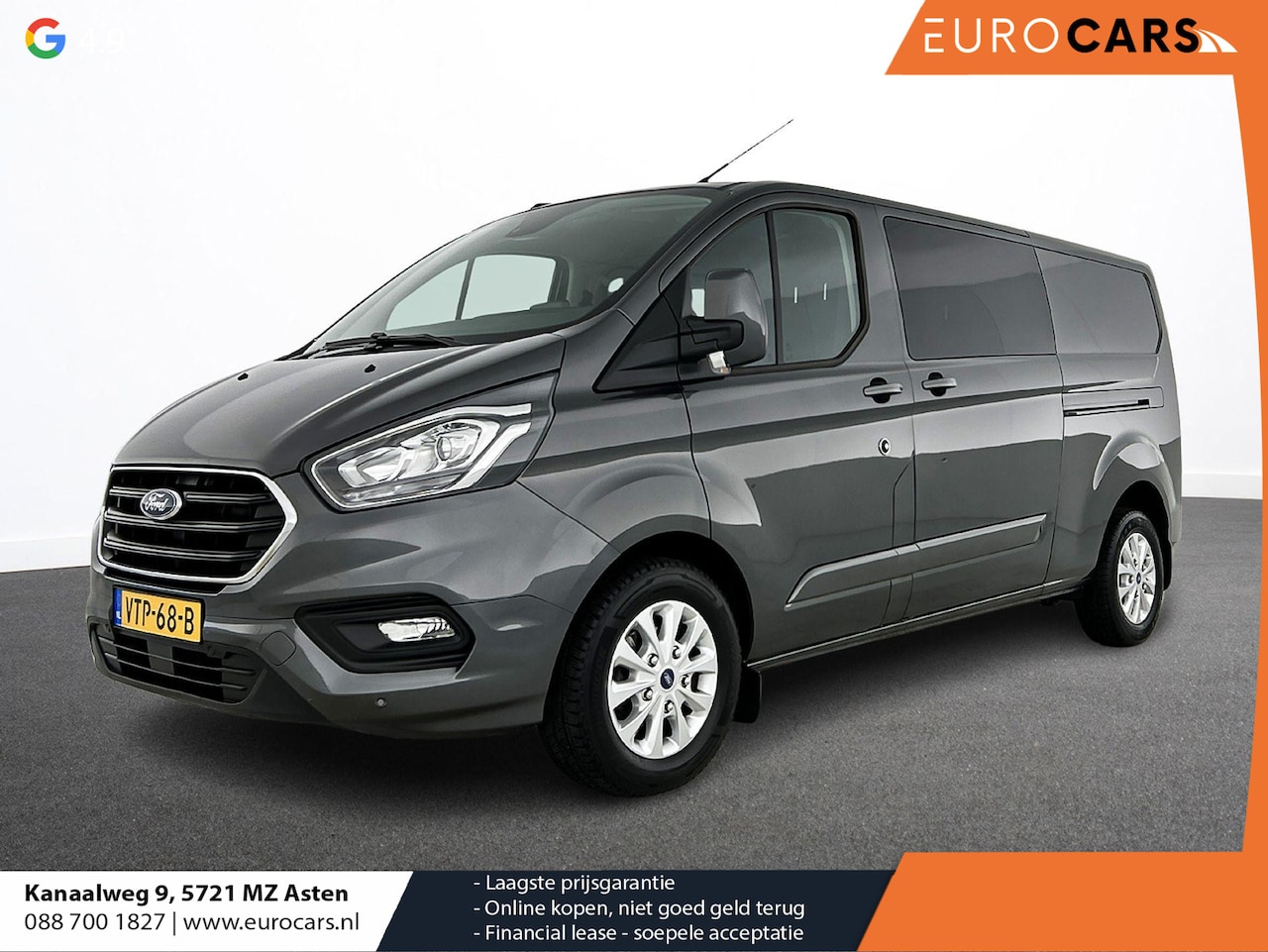 Ford Transit Custom - 300 2.0 TDCI L2H1 Limited Dubbele Cabine Automaat Navigatie Airco 2 Schuifdeuren Trekhaak - AutoWereld.nl